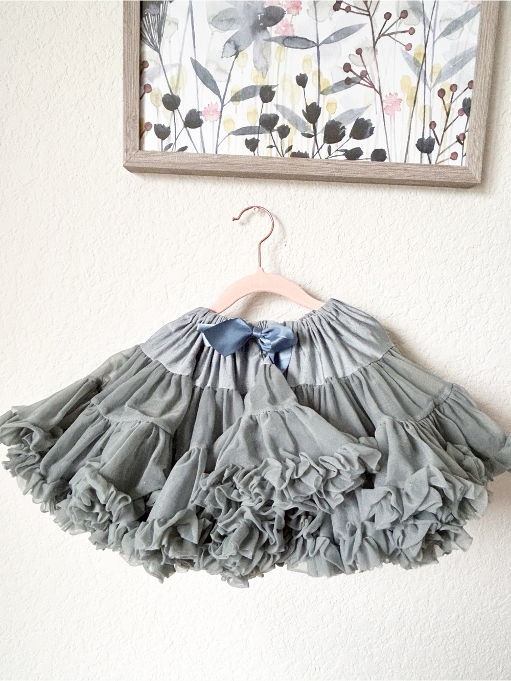 Bob & Blossom Tutu Pettiskirt Ruffled Tulle w/ Bow -Sage Green-Sz 2-4T